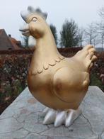 Beeld, garden statue golden chicken - 42 cm - polyresin, Antiek en Kunst