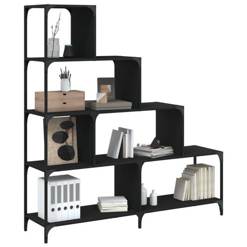 vidaXL Boekenkast 4-laags 139x33,5x149 cm bewerkt hout zwart, Huis en Inrichting, Kasten | Boekenkasten, Nieuw, Verzenden