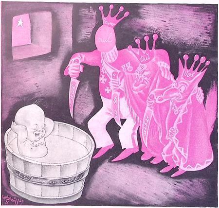 Politici met messen komen voor de baby VARA (lijst optie), Antiek en Kunst, Kunst | Litho's en Zeefdrukken, Verzenden