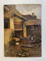 Lorenzo Delleani (1840-1908) - Cortile del casolare, Antiek en Kunst