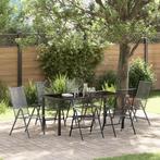 vidaXL 7-delige Tuinset met Eettafel in Anthraciet Staal, Tuin en Terras, Tuinstoelen, Verzenden, Nieuw