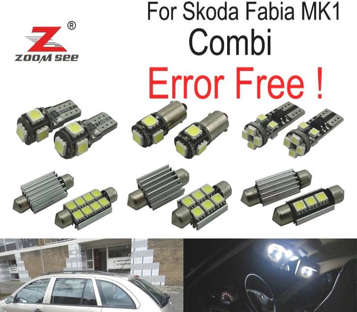 Kit 17 Ampoules Led Intérieur Pour Skoda Fabia 1 Mk1 Mki Kom, Auto-onderdelen, Verlichting, Verzenden