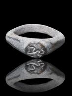 Romain antique Sceau en bronze rare représentant un lion