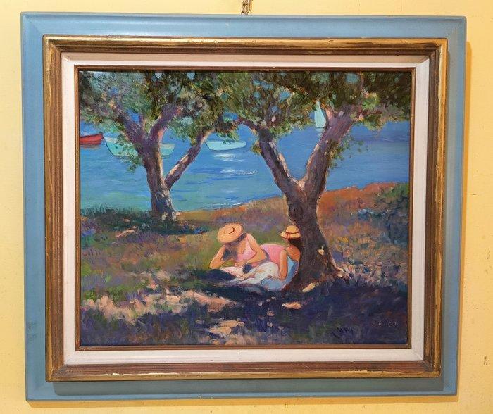 Franse school (XX) - Ragazze tra il sole e lombra - No, Antiek en Kunst, Kunst | Schilderijen | Klassiek