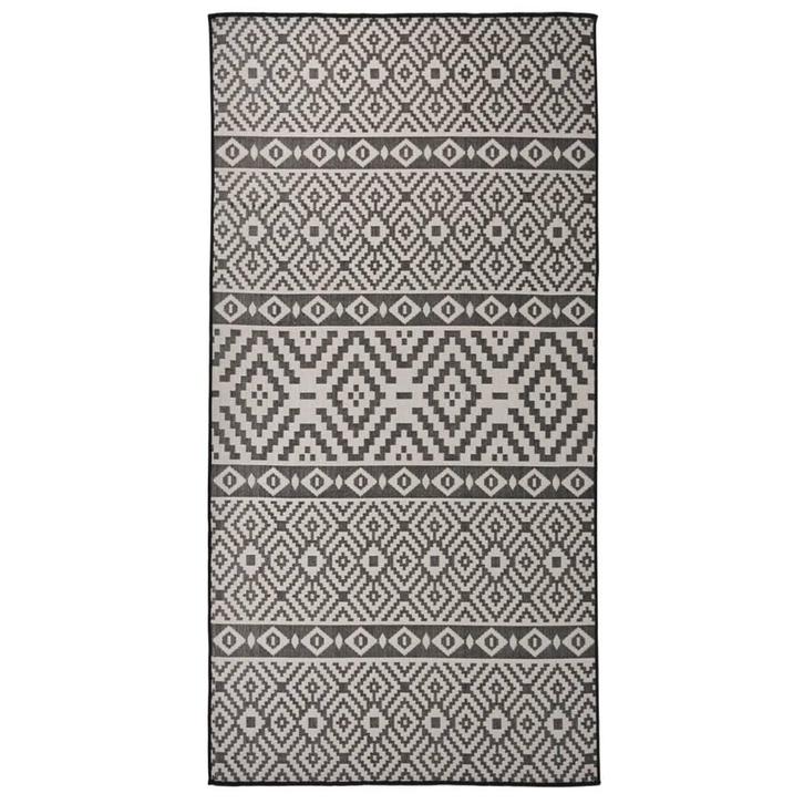 vidaXL Buitenkleed met patroon platgeweven 100x200 cm zwart, Maison & Meubles, Ameublement | Tapis & Moquettes, Envoi