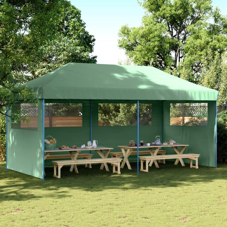 vidaXL Partytent inklapbaar pop-up met 3 zijwanden groen, Tuin en Terras, Partytenten, Nieuw, Verzenden