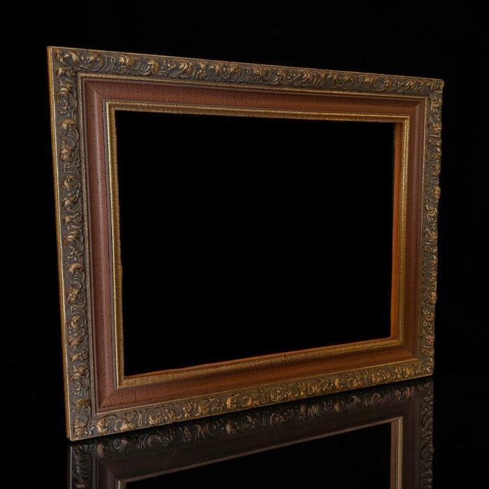 Cadre - Bois, Gravé en volute - doré antique, Antiquités & Art, Curiosités & Brocante