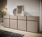 Meubella Dressoir Cainan beige zwart 225 cm, Huis en Inrichting, Verzenden, Nieuw, 25 tot 50 cm