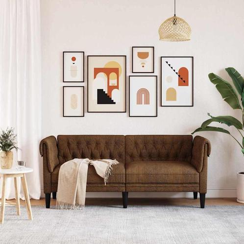 vidaXL Chesterfieldbank Geruit Bruin Faux suede leer, Huis en Inrichting, Zetels | Zetels, Nieuw, Verzenden