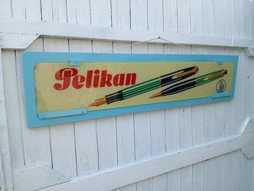 pelikan 350 PELIKAN vetrofania pubblicità - pelikan -, Antiek en Kunst, Antiek | Wandborden en Tegels