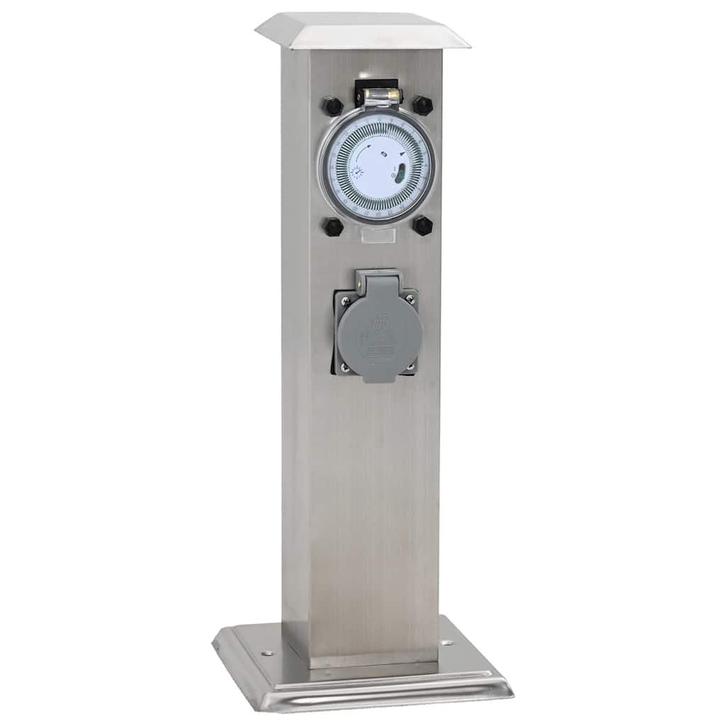 vidaXL Buitenstopcontact op zuil met tijdschakelaar, Doe-het-zelf en Bouw, Elektriciteit en Kabels, Nieuw, Verzenden