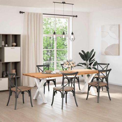vidaXL Eettafel rechthoekig 240x90x74 cm massief eikenhout, Huis en Inrichting, Tafels | Eettafels, Nieuw, Verzenden
