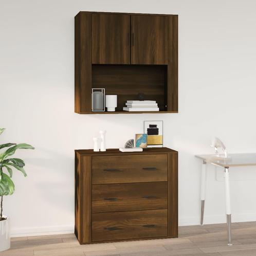 vidaXL Wandkast 80x33x80 cm bewerkt hout bruin eikenkleur, Huis en Inrichting, Kasten | Overige, Nieuw, Verzenden