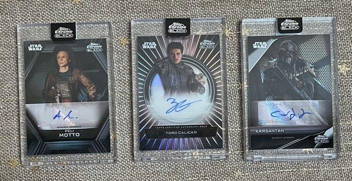Star Wars Chrome Black - Topps - 3x Autograph card - Peli, Collections, Collections Autre