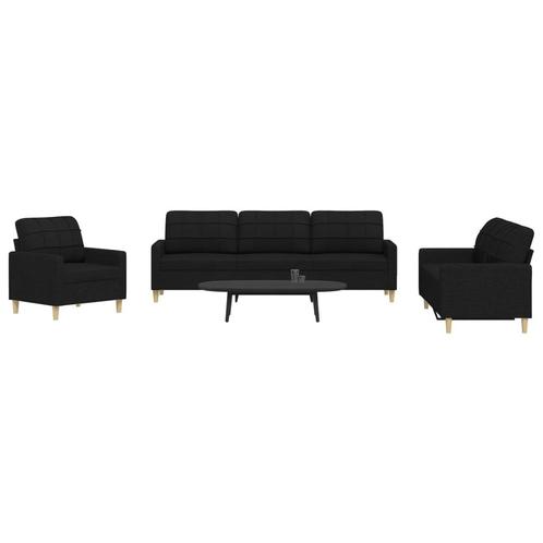 vidaXL 3-delige Loungeset stof zwart, Huis en Inrichting, Zetels | Zetels, Nieuw, Verzenden