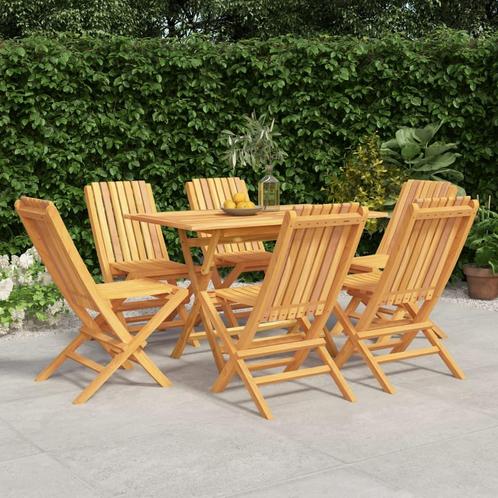 vidaXL 7-delige Tuinset massief teakhout, Tuin en Terras, Tuinsets en Loungesets, Tuinset, Nieuw, Verzenden