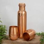 Puur koperen set van fles sequence gehamerd ± 950 ml met 2, Ophalen of Verzenden
