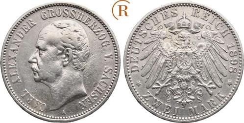 2 Mark 1898 A Kaiserreich: Sachsen Weimar Eisenach: Carl..., Postzegels en Munten, Munten | Europa | Niet-Euromunten, België, Verzenden