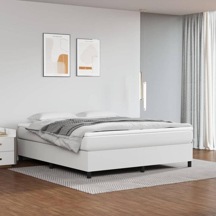 vidaXL Boxspring bed kunstleer wit 160x200 cm, Huis en Inrichting, Slaapkamer | Bedden, Nieuw, Verzenden