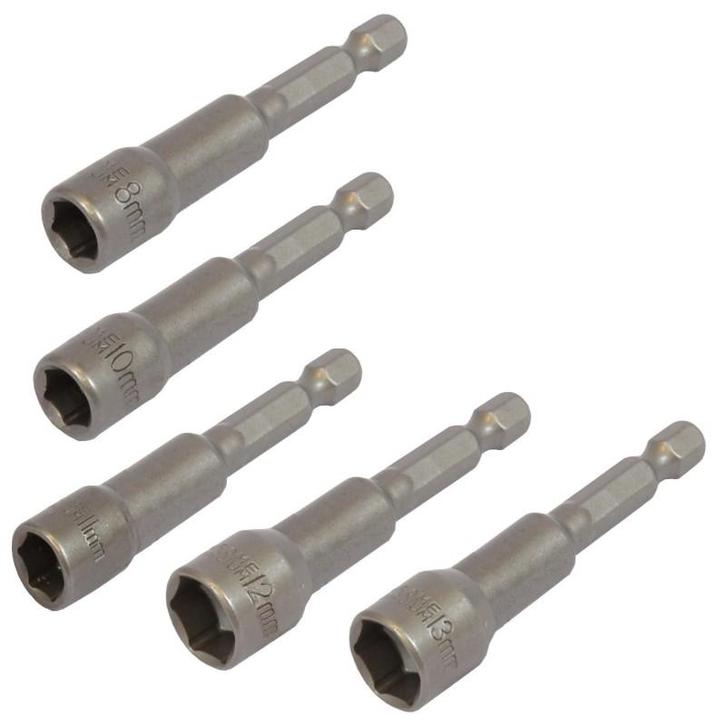 Set van 5 dop bit adapters 1/4 sleutelwijdte 8, 10, 11, 12, Bricolage & Construction, Boîtes à outils, Enlèvement ou Envoi