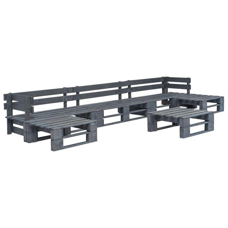 vidaXL 6-delige Loungeset pallet hout grijs, Tuin en Terras, Tuinsets en Loungesets, Loungeset, Nieuw, Verzenden