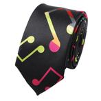 Fako Fashion - Skinny Stropdas - Print - 145cm - Muzieknoot, Kleding | Heren, Stropdassen, Verzenden, Nieuw