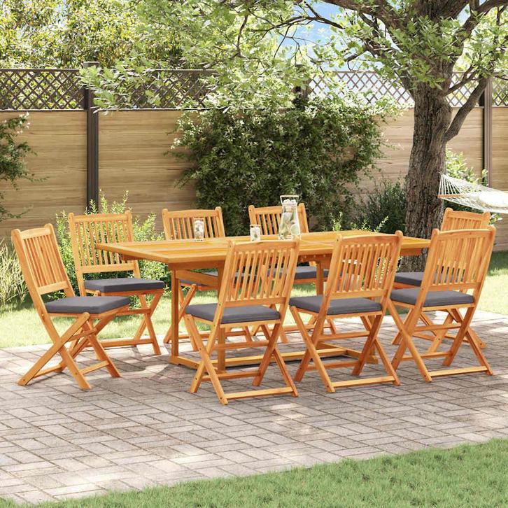 vidaXL Vouwstoel 8 pcs Grijs 49 x 57,5 x 92cm Massief, Tuin en Terras, Tuinstoelen, Nieuw, Verzenden