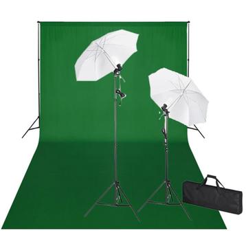vidaXL Studioset met groene achtergrond en lampen 600x300 cm, Verzenden