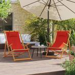 vidaXL Strandstoelen 2 st inklapbaar stof rood, Tuin en Terras, Verzenden, Nieuw