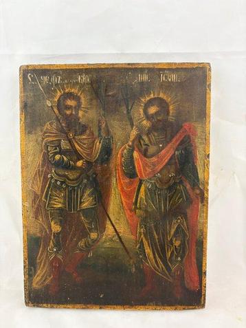 Icône - Saint Theodore, le Varangian, et son fils John. -