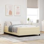 vidaXL Boxspring bed Crème, Zwart 140 x 200 cm Stof,, Huis en Inrichting, Slaapkamer | Bedden, Verzenden, Nieuw