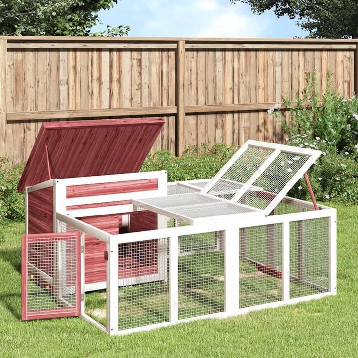 vidaXL Konijnenhok 144x123x67,5 cm massief grenenhout, Dieren en Toebehoren, Knaagdieren en Konijnen | Hokken en Kooien, Nieuw