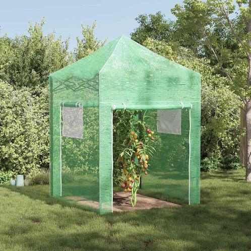 vidaXL Kas met dak Groen 200 x 200 x 300 cm Staal, Tuin en Terras, Kassen, Nieuw, Verzenden