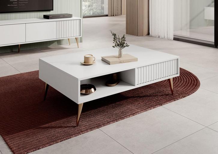 Meubella | salontafel wit met lades, Huis en Inrichting, Tafels | Salontafels, Nieuw, 50 tot 100 cm, Minder dan 50 cm, Verzenden