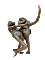 Beeldje - Tango dance frogs - Brons, Antiquités & Art