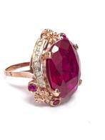 Zonder Minimumprijs - Ring - 9 kt. Roségoud, Zilver Robijn -, Nieuw