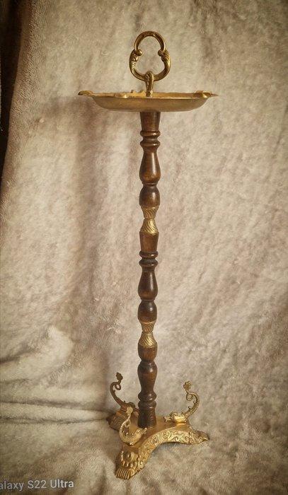 Cendrier - Laiton, Bois, Antiquités & Art, Antiquités | Autres Antiquités