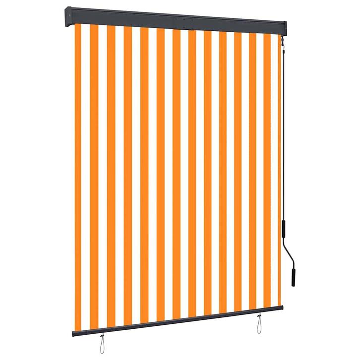 vidaXL Rolgordijn voor buiten 140x250 cm wit en oranje, Huis en Inrichting, Stoffering | Gordijnen en Lamellen, Nieuw, Verzenden
