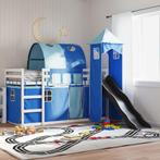 vidaXL Stapelbed met glijbaan en gordijnen blauw 90x190 cm, Verzenden, Nieuw