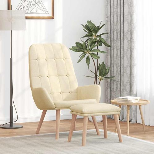 vidaXL Relaxstoel met voetenbank stof crèmekleurig, Huis en Inrichting, Fauteuils, Nieuw, Verzenden