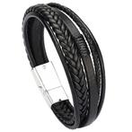 Fako Bijoux® - Armband Heren - Zwart 5 Snoeren - Mannen -, Handtassen en Accessoires, Armbanden, Verzenden, Nieuw