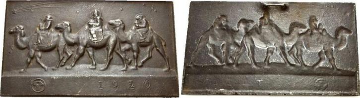 Einseitige Eisenguss-neujahrsplakette 1926 Eisenguss Lauc..., Postzegels en Munten, Penningen en Medailles, Verzenden