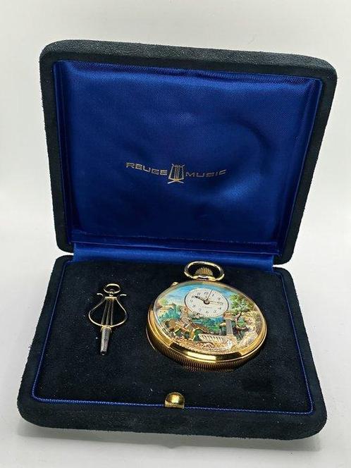 REUGE - vergoldete Taschenuhr - Wecker - Automaten -, Handtassen en Accessoires, Horloges | Heren