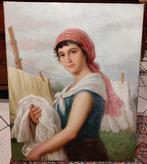 Salvatore Maldarelli (1866-1935) - Fanciulla con bucato, Antiek en Kunst