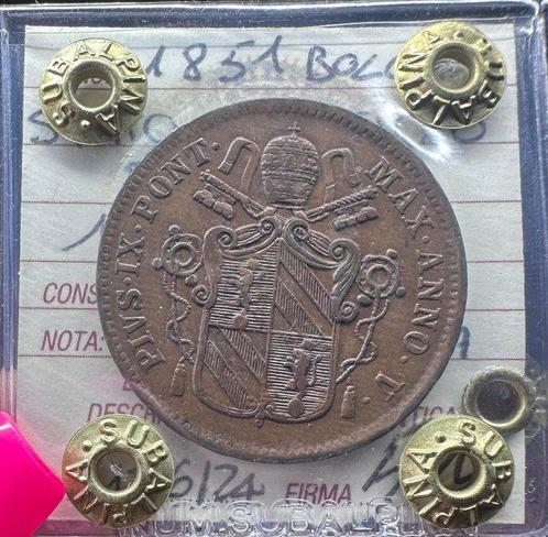 Italië, Pauselijke Staat Pio IX. Baiocco 1851 An. V Bologna, Postzegels en Munten, Munten | Europa | Niet-Euromunten