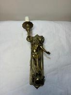 Lamp - Antieke Bronzen Goudkleurige Wandlamp met Putti -, Antiek en Kunst