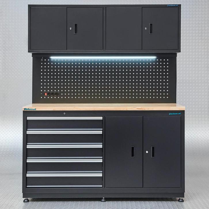 Datona Werkbank garage 160 cm - Datona - Mat zwart, Doe-het-zelf en Bouw, Werkbanken, Ophalen of Verzenden