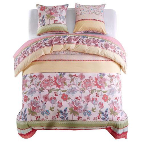 vidaXL Dekbedovertrekset bloemen/gestreept 200x220/80x80 cm, Huis en Inrichting, Slaapkamer | Beddengoed, Nieuw, Verzenden