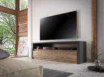 TV-Meubel in Eiken (met Grijs) 130x53x53cm - TV kast 2 lades, Huis en Inrichting, Overige materialen, 100 tot 150 cm, Verzenden