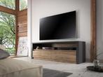 TV-Meubel in Eiken (met Grijs) 130x53x53cm - TV kast 2 lades, Nieuw, Overige materialen, Minder dan 100 cm, 100 tot 150 cm